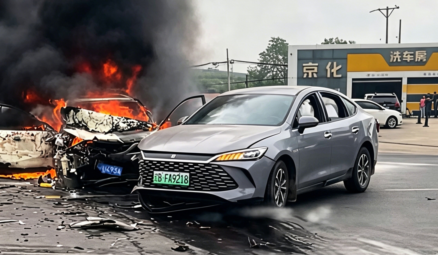 BYD Qin L PHEV опровергает мифы о возгораниях электромобилей, в то время как Mazda 3 загорелась
